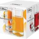 Libbey 4-Piece Impressions Juice Glasses, Clear, 10 oz, Glass, Dishwasher Safe