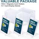 GEAoffice 100pc Magnetic Card Holder for Trading Cards, Hard Plastic 35pt UV Protection Baseball Card Holder with Display Stands for MTG, Sports Cards, Ultra Clear