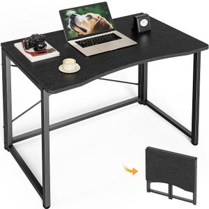 Huuger Folding Desk for Small Spaces, 31.5 Inch Foldable Computer Table, for Home Office, Study, Bedroom, Dorm, Space Saving, Small Writing Work Office Computer Desk, Easy to Fold, Black, 18.9"D x 31.5"W