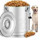 Stainless Steel Dog Food Storage Container,20LB/25LB Airtight Dog Food Storage Container with Lid to Keep Fresh,Easy Clean Large Pet Food Storage Container with Scoop for Cat Food,Chicken Feed,Rice, Stainless Steel