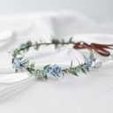 Flower Crowns for Women Girls - Handmade Fairy Wreath Renaissance Garland Bridal Cosplay DIY Halloween Christmas Maternity Shoot Vacation Photography Props Shower Blue Rose