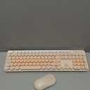 Wireless Keyboard and Mouse, Silent Keyboard Mouse Combo, Full-Sized Colorful Typewriter Keyboard with Round Keycaps, 2.4G Cute Mouse Compatible with PC/Laptop/Computer(Milk Tea)