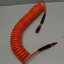 Hromee 1/ 4 in x 25 ft Polyurethane Recoil Air Hose with Bend Restrictors Compressor Hose with 1/ 4" Industrial Universal Quick Coupler and I/ M Plug Kit, Red