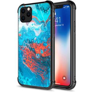 CARLOCA Compatible with iPhone 12 Mini Case,Blue Orange Marble for Girls,Graphic Design Shockproof Anti-Scratch Case for iPhone 12 Mini