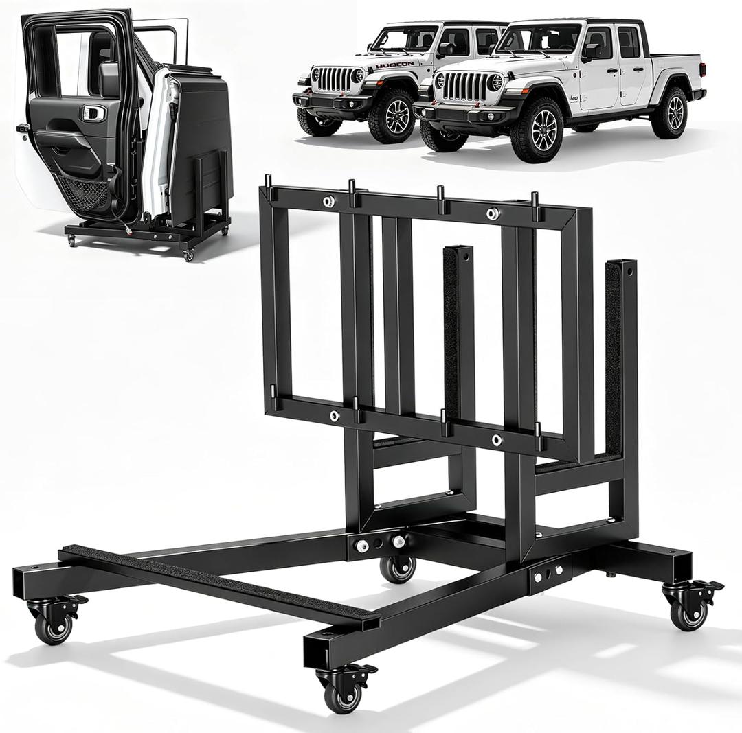 Fit for Jeep Door Storage with Front Hard Top Storage, Upgraded Heavy Duty Easy to Assemble Door Storage Cart fit for 1987-2026 Jeep Wrangler JK JL TJ YJ Gladiator JT 2/4 Doors