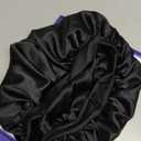 22 Momme 100% Real Mulberry Silk Bonnet for Sleeping Women, Large Hair Care Bonnet for Long Curly Hair, Double Layer Silk Hair Wrap with Soft Elastic Band, Non-Slip Sleep Cap, Black