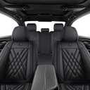 TRROCC Car Seat Covers 5-Piece Full Set Durable Leather, Anti-Slip Waterproof Car Accessories Custom Fit for Most Cars, SUV & Sedan（Black）
