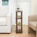 dreampossible Narrow Side Table 3-Tier, Skinny End Table with Solid Wood Legs for Small Spaces, Slim Console Table Nightstand for Living Room Bedroom Sofa Gap, Thin Bedside Table with Storage Shelf