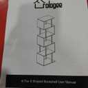 Furologee 6 Tier Bookshelf, Tall S Shaped Geometric Bookcase, Modern Display Shelf Standing Unit, Wood Metal Decorative Divider Rack for Living Room Bedroom Office, Rustic Brown