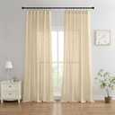 Joydeco Linen Curtains 108 Inch Length 2 Panels Set, Light Filtering Curtains for Living Room Bedroom, 52 Inches Wide Natural Drapes with Back Tab & Rod Pockets (W52 x L108 Inch, Natural)
