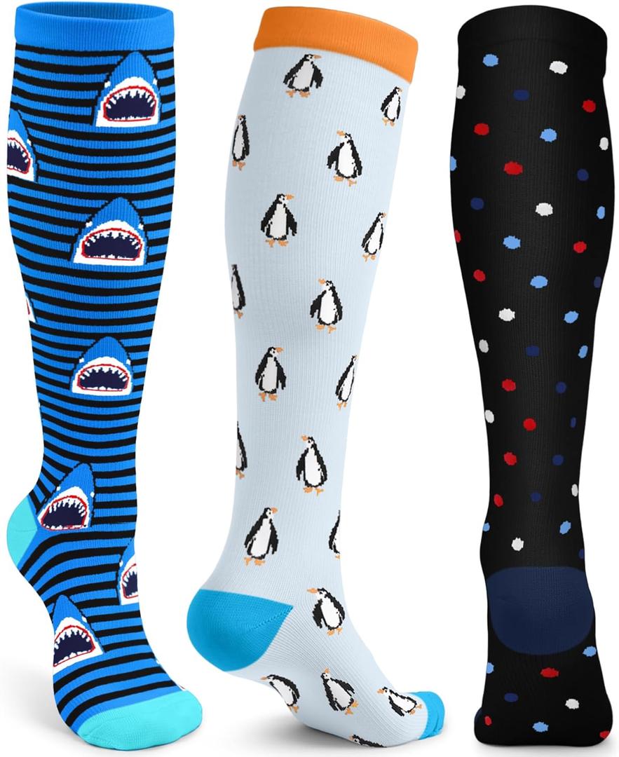 ACTINPUT Compression Socks for Women&Men 15-20mmHg Medical Knee High Support for Seniors,Pregnancy,Flight,Nurse&Circulation (Small-Medium, A05-ocean World)