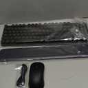 Wireless Keyboard and Mouse Backlit - Typewriter Keyboard with Magnetic Wrist Rest, Retro Round Keycaps, Light Up Letters, 2.4GHz Cordless Combo for Mac, Windows, PC, Laptop, Trueque [Upgraded] (Black)