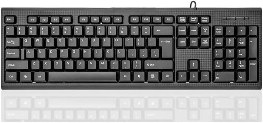 Guiheng Wired Computer Keyboard, Plug Play USB, Large Number Pad, LED IndicatorsErgonomic, Foldable Stands,Anti-Wear Letters Full Size Keyboard,for Windows Mac PC Laptop-Black