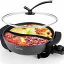 Hot Pot Elektrisch Hotpot Topf 6L Elektrischer Kochtopf 220V 1200W Doppelseitig Elektrische Wok mit Deckel Chinesischer Hot Pot Fondue