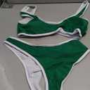 SherryDC Women's Sexy Scoop Neck Bikini Sets Color Block High Cut Thong Brazilian Two Pieces Swimsuit Bathing Suit (Medium, 179-avocado Green)