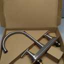 HURRAN 2-Handle Kitchen Faucet with Pull-Out Side Sprayer, 8 Inch High Arch Stainless Steel 360Rotating Kitchen Sink Faucet, 4 Hole Faucet for Kitchen Bar Rv Camper, Nickel