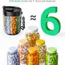 PULIV Large Pill Bottle Organizer for Holding 6 Various Vitamins without Filling Hassle, Supplement Organizer for Travel, Anti-Mixing Pill Box Case with Wide Opening for Easy Pill Retrieval, 20 Labels