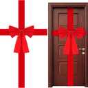 FOIMAS Christmas Cabinet Door Ribbon Bow Large Velvet Christmas Wreath Bow for Christmas Front Door Cabinet Home Decoration,Red