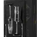 Wedding Cake Knife and Server Set, Mr and Champagne Flutes with Wedding Cake Cutting Set for Bride and Groom Toasting (Clear) (Transparent)