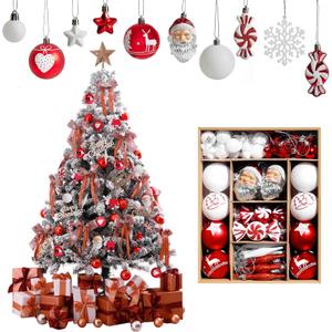 Christmas Tree Ornament Balls Set 70-Pack Colorful Shatterproof  Assorted Xmas Decorations with Hanging Loops for Holiday Tree, Home, Party Wedding, Includes Santa, Snowflakes, Candy Canes & More