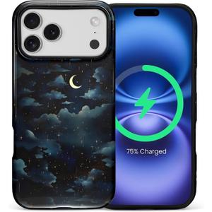 for iPhone 17 Pro Max Case ,Compatible with MagSafe, Dual-Layer Hard Shell + Silicone Cover, Full Body Protection Shockproof Case for iPhone 17 Pro Max-Sparkling Stars at Night