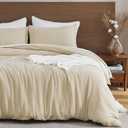 EMME Muslin Cotton Duvet Cover Set Twin Size Light Tan Linen Like Soft Breathable Lightweight Summer Comforter Cover Set with Zipper Closure (Light Tan, Twin, 68"x90")