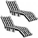 Kigley 2 Pcs Chaise Lounge Cushions with Side Pocket 74.5 x 22 x 4.7 Inches Tufted Patio Recliner Cushions Summer Seasonal Replacement for Indoor Outdoor Patio Sunbathing 