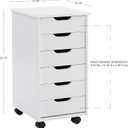 Linon Home Decor Products Corinne Six Drawer Storage, White Wash Rolling Cart