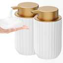 Ceramic Foaming Soap Dispenser, 12 oz Bathroom Foam Hand Soap Dispenser, Refillable Lotion Soap Dispenser with Removable Pump for Kitchen Hand Wash Dispenser, Modern Home Decor(2Pack-Speckled White)