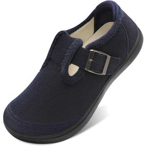 BARERUN Womens Slippers Wide Diabetic Shoes for Women Adjustable House Slippers Swollen Bunions Neuropathy House Shoes Stable Non Slip Barefoot Walking Shoes Indoor Outdoor Blue, Size: 7 Wide