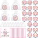 Treela 20 Sets Baby Shower Party Favors Pink Tea Lights Candles with Organza Bag for Guests Cute Feet Shaped Burning Thank You Tags Return Gifts Keepsakes for Baby Shower Gender Reveal Party