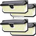 Solar Security Lights, 466 LED 4000 Lm - 270 Motion Sensor, IP68 Waterproof, 3 Lighting Modes, Dusk-to-Dawn Outdoor Flood Light for Fence Garden Backyard Garage - Pack of 4 (Black)