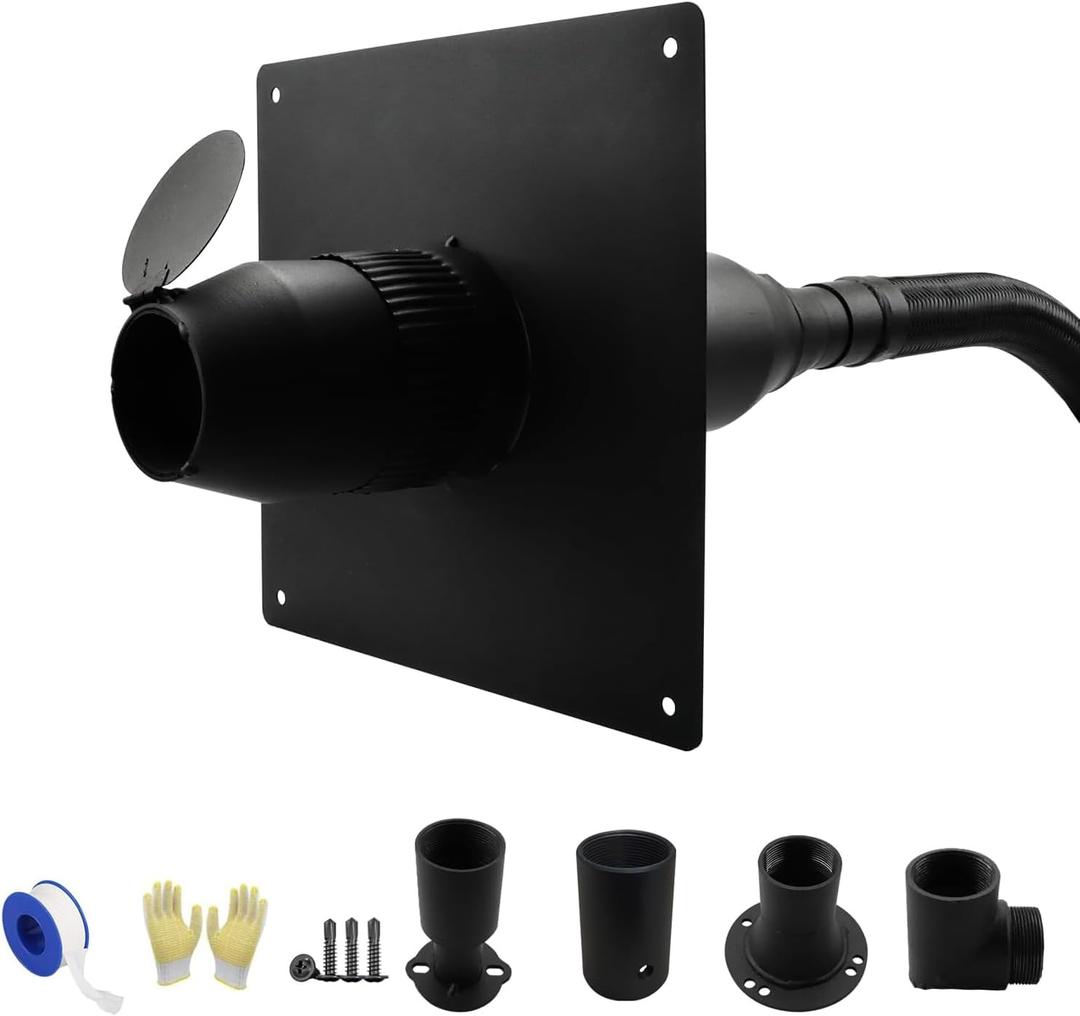 2026 Upgraded Heavy Duty Generator Exhaust Extension Silencer Kit with Insulated Through-Wall Mounting Plate, Reduce Noise by 52% and Safe Emission Exhaust Gas- Includes 4 Adapters