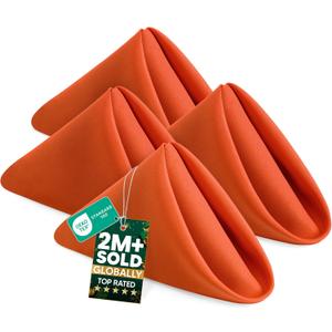 Utopia Home [24 Pack, Orange] Cloth Napkins 17x17 Inches, 100% Polyester Hemmed Edges, Washable and Reusable Ideal for Halloween, Thanksgiving, Parties, Weddings and Dinners
