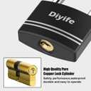 Diyife [Upgrade Version] Aluminum Padlock With Key - Waterproof Long Shackle Lock With 2 Keys for School, Gym Locker, Office, Fence, Outdoor and Indoor (Black)