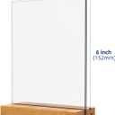 4x6 Inch Acrylic Sign Holder with Wooden Base, Desktop Display Stand (4x6 6Pack)