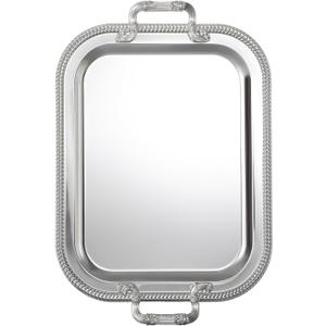 18.5"x14.5" Rectangular Silver Serving Tray with Handles, Beautiful Mirror Polished Finish, Lightweight Classic Metallic Decorative Silverplate Tray for Wedding Anniversary Birthday Holiday Gatherings