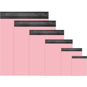 Outus 240 Pcs Poly Mailers Variety Size Pack Mailing Shipping Bags 6 Assorted Sizes Shipping Envelopes Self Adhesive Waterproof and Tear Proof Packaging Bags for Clothing Book Gift(Pink)