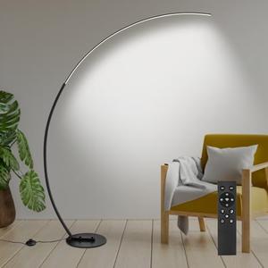 HCJIAJING 65" Modern LED Floor Lamp, Dimmable Arc Floor Lamp with Remote Control,Black Reading Floor Lamps for Living Room Bedroom Office