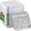 Jazb 8x8 Square 40PCS Aluminum Foil Pans with Clear Plastic Lids - Foil Pans with Lids - Disposable Baking Pans for Storing, Prepping Food, Cooking