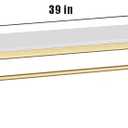 Modern Simple Men's and Women's Clothing Store Heavy Duty Metal Display Shelf,Wall-Mounted Garment Rack with Wood,Clothes Rail,Bathroom Hanging Towel Rack (Gold Square Tube, B-39 L)