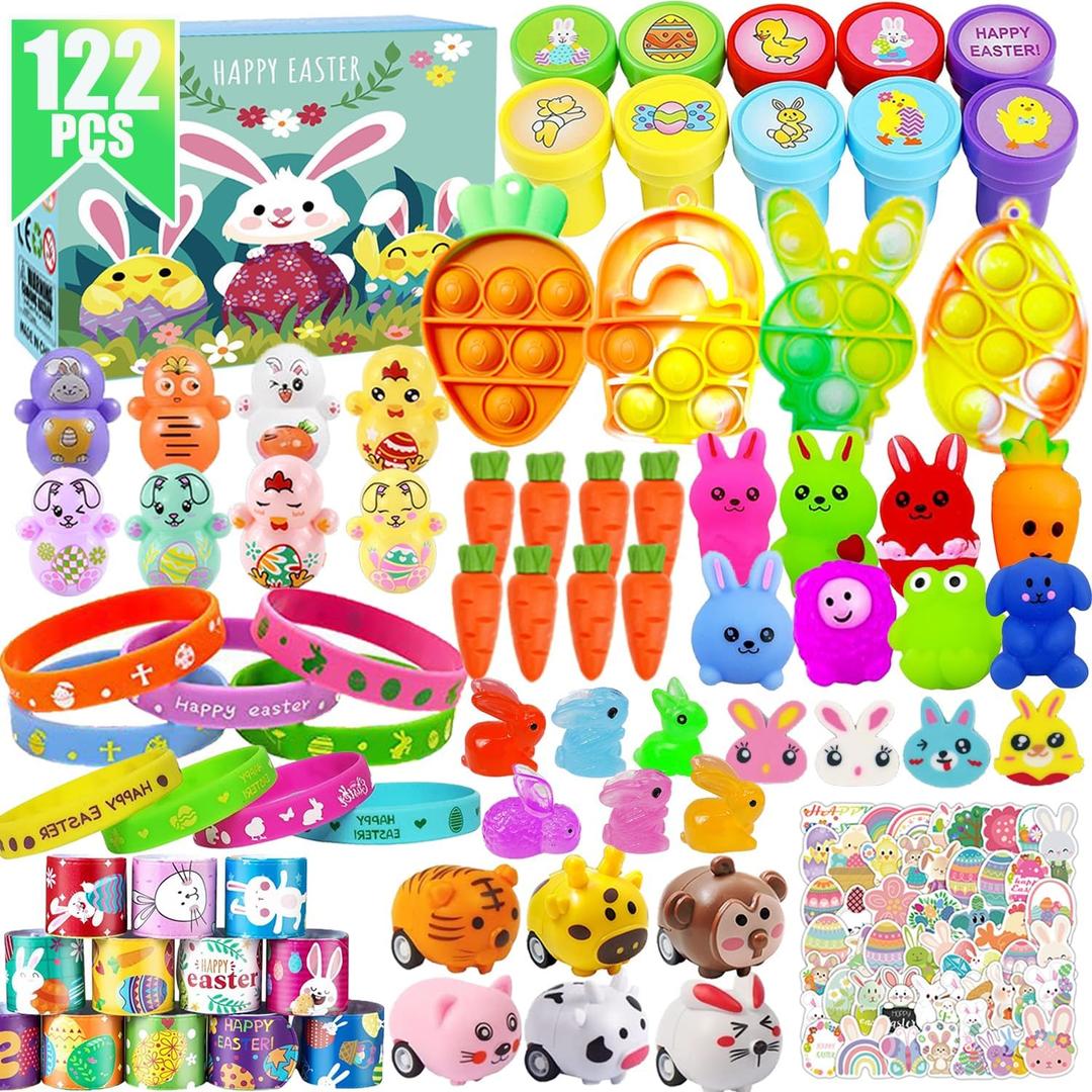YOAUSHY 122 Pcs Easter Egg Fillers Toys for Kids, Easter Basket Stuffers for Kis Party Favors, Bulk Easter Egg Stuffers Pinata Prizes Goodie Bag Treasure Box Toys for Classroom Gifts
