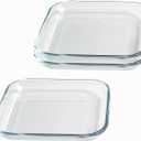 7 Inch Square Tempered Glass Dessert Plates, Small Mini Appetizer, Fruit, Salad and Cake Plates, Set of 3