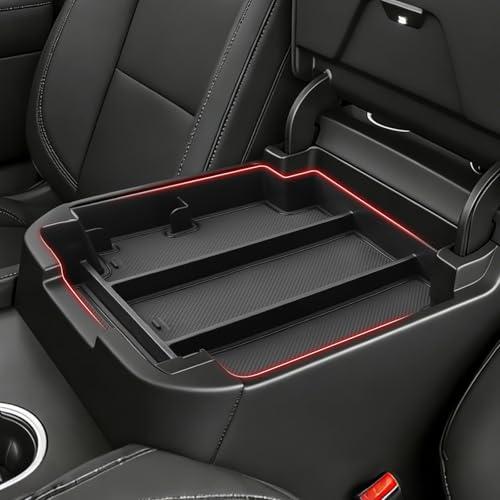 Autorder Center Console Organizer for 2021-2026 Chevy Chevrolet Tahoe/Suburban/GMC Yukon Accessories Armrest Storage Box Secondary Insert Tray with Anti-Slip Mat(Only for Power-Sliding Console)