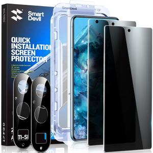 SMARTDEVIL 2 Pack for Google Pixel 8 Pro Privacy Screen Protector with 2 Pack Camera Lens Protector, Finger Print Reader Compatible, Fast & Easy Installation, Clear 9H Tempered Glass Film,