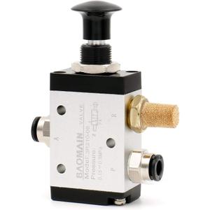 Baomain Pneumatic Air Hand Solenoid Valve 3 Way 2 Position Pneumatic Air Manual Control 1/4" PT 3R210-08