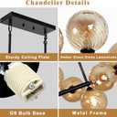 Modern Linear Chandelier 70" Dining Room Light Fixture Long Sputnik Chandelier with Amber Swirled Globe 22 Lights Large Kitchen Island Pendant Light for Living Room, Farmhouse