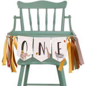 Jungle Safari Wild One High chair Banner - HighChair ONE Banner Animals Party,First Birthday Baby Boy 1st Decorations,One Year Toddler Birthday (Animal Banner)