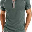 Men's Henley Shirt (Single or 2-Pack), Short Sleeve Raglan Smooth-Finish, Low-Lint & Soft All-Season Layering Top, XXL