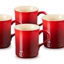 Le Creuset Stoneware Set of 4 Mugs, 14 oz. each, Cerise